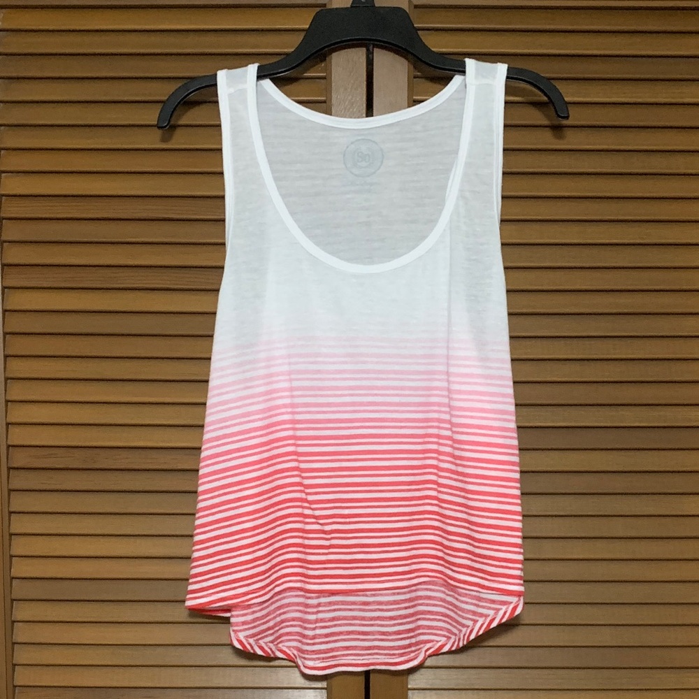 So Semi Sheer Striped Pink White Racerback Tank Top XL
